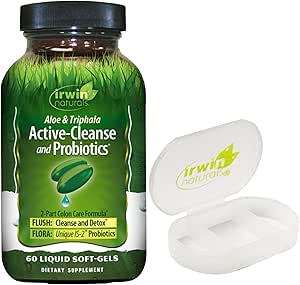 Irwin Naturals Aloe & Triphala Active Cleanse   Probiotics Natural Digestive Support (60 ct.) - Gentle, Effective Detox   Elimination - Nourish   Balance - Bundle Pill Case