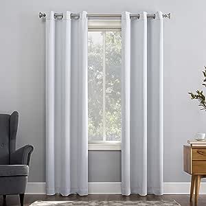 Sun Zero Easton Energy Saving Blackout Grommet Curtain Panel, 40" x 63", Dove White