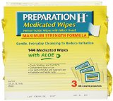 144 Wipes Preparation H Medicated Wipes Refill with Aloe - 3 packs of 48 Wipes
