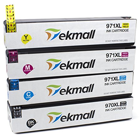 TekMall 4 Pack (1set) High Capacity Ink Cartridges for HP 970XL 971XL HP970XL HP971XL, NEW CHIP UPDATED ON AUG 05 2016, full compatible with HP Officejet Pro X476dw X576dw X451dn X451dw X476dn X551dw