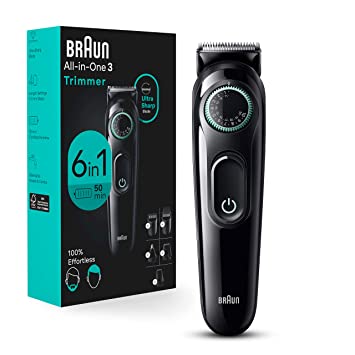 Braun All-in-One Style Kit Series 3 3460, 6-in-1 Trimmer for Men with Beard Trimmer, Ear & Nose Trimmer, Hair Clippers & More, Ultra-Sharp Blade, 40 Length Settings, Washable