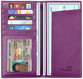 Toughergun Genuine Leather Checkbook Cover For Men & Women Card Holder Wallet RFID Blocking