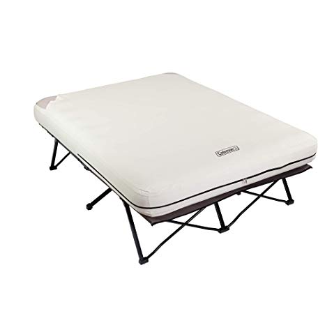 Coleman Camping Cot, Air Mattress, and Pump Combo | Folding Camp Cot and Air Bed with Side Tables and Battery Operated Pump