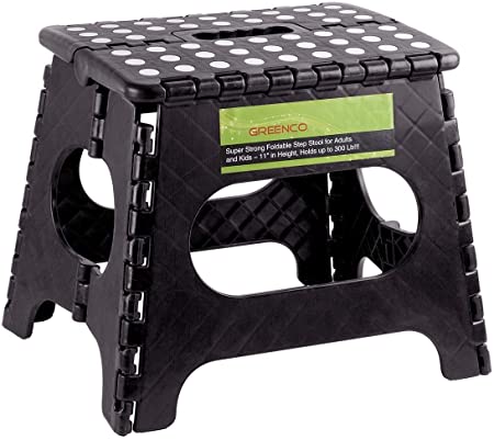 Greenco Super Strong Foldable Step Stool for Adults and Kids, 11" (Black) (2 Pack)