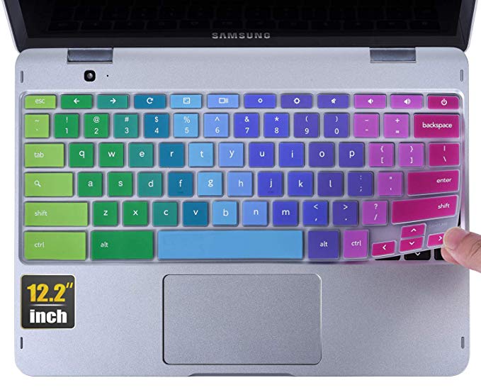 CaseBuy Keyboard Cover Compatible 2019/2018 Samsung Chromebook Pro Plus 12.2" XE520QAB-K01US XE521QAB XE525QBB Chromebook Soft-Touch Protective Skin, Rainbow