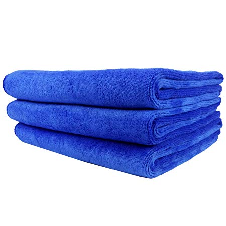 FRTWEY Premium Car Wash Drying Towel Large Thick Microfiber Car Cleaning Cloth Interior Lint Free Auto Detailing Towels 16” x 28" 3 Pack Blue