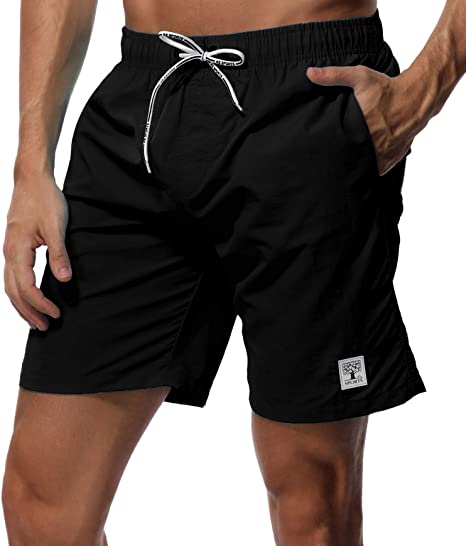 SHEKINI Men's Swim Trunks Quick Dry Slim fit Lightweight Beach Shorts with Pockets