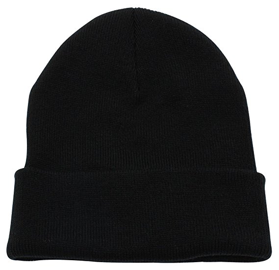 Top Level Unisex Cuffed Plain Skull Beanie Toboggan Knit Hat/Cap