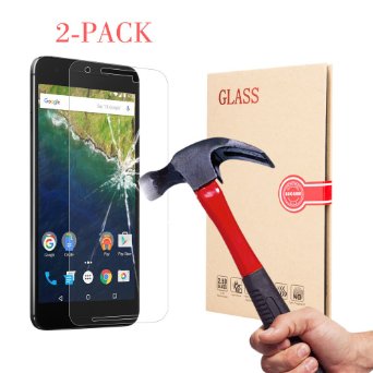 BACAMA® Tempered Glass Screen Protector for Nexus 6P [2-Pack] HD Clear 99% Touch Screen Responsive with Cutout for Front Lens Camera Sensor