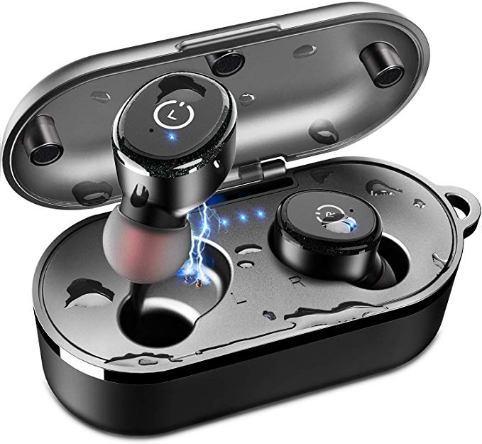 TOZO T10 Bluetooth 5.0 Wireless Earbuds with 【Wireless Charging Case】 IPX8 Waterproof TWS Stereo Headphones in-Ear Built-in Mic Headset Premium Sound with Deep Bass for Sport