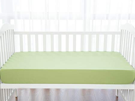 TILLYOU Silky Soft Microfiber Crib Sheet, Breathable Cozy Hypoallergenic Toddler Sheets for Boys and Girls, 28 x 52in Fits Standard Crib & Toddler Mattress, Pea Green