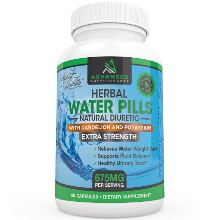 Herbal Diuretic Water Pills with Dandelion and Potassium for Natural Relief from Swelling Bloating and Water Weight Gain