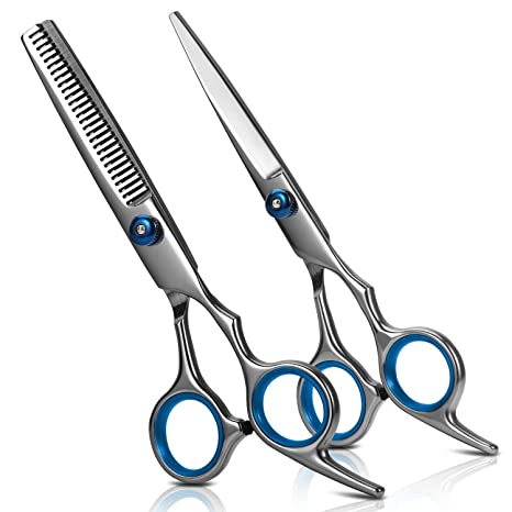 Berabo Hair Cutting Scissors Thinning Teeth Shears Set 6.5 inch Professional Barber Hairdressing Texturizing Salon Razor Edge Scissor