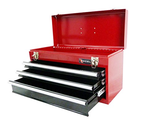 Excel TB133A-Red 21-Inch Portable Steel Tool Box, Red