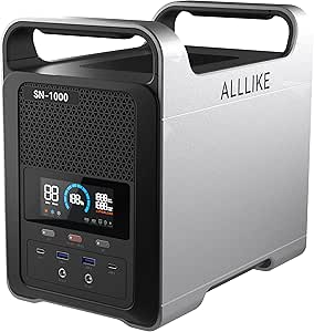 ALLLIKE Portable Power Station 1000W 1037Wh Solar Generator with 2x110V AC Outlets for Emergency Backup Power, Camping & Outdoor RVs, SN-1000