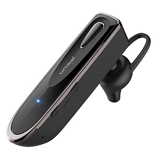 20 Hours Playtime Bluetooth Headset with Noise Cancelling Mic, Standby for 200 Hour, V4.1 Bluetooth Earpiece, Voice Reminder, Ultralight, Sound Control, for Business, Iphone, Cell Phones (Black)