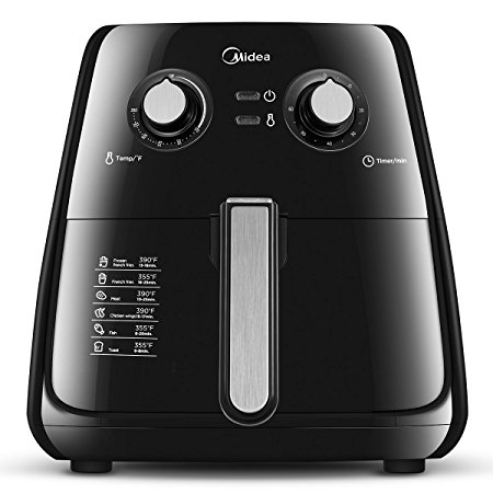 Midea 1500W Multi Function Electric Hot Air Fryer with 3.7 Qt. Removable Dishwasher Safe Basket (3.7Qt, Black)