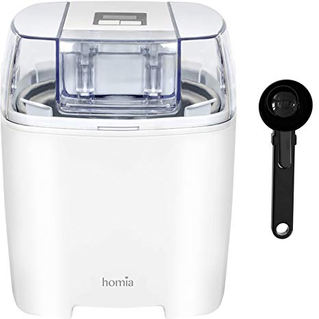 Ice-Cream Maker Machine Soft-Serve Electric - 1.58 Quart With Digital Timer And Free Scoop Spoon, Sorbet, Dessert and Frozen Yoghurt Maker, Makes Fresh Ice Cream at Home - Automatic (White)