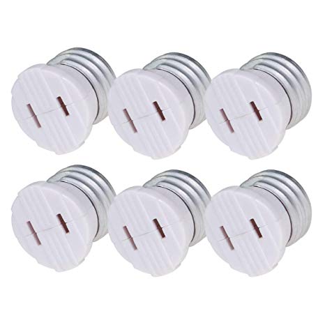 Comyan Bulb Light Plug Socket Adapter,Polarized Handy Outlet Splitter, E26 the US Standard Screw Light Holder, Two Holes, Easy-to-Install, 6 Pack, White