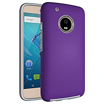 Moto G5 Plus Case, Dretal [Shock Absorption] Ultra-thin Anti-slip Armor Silicone Rubber Heavy Duty Hybrid Protective Cover For Motorola Moto X 2017(Purple)