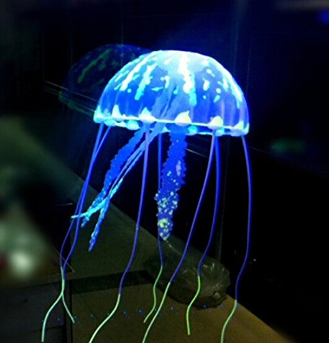 Domire Blue Glowing Effect Artificial Fake Jellyfish for Fish Tank Decoration Ornament