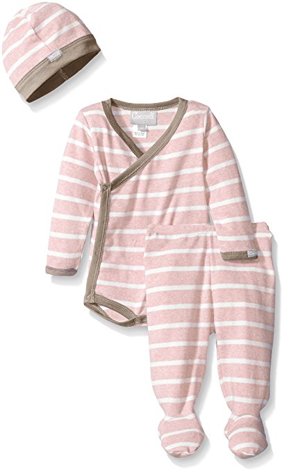 Coccoli Baby Girls' Pink Contrast Rib Knit Cotton Kimono Set