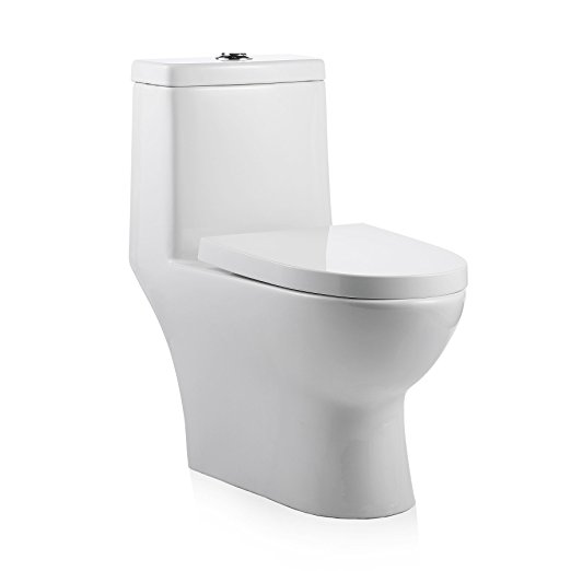 CO-Z Siphonic Dual Flush Toilet One-Piece Construction with Elongate Seat & Comfort Height, UPC Listed