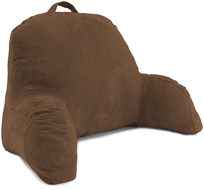 Deluxe Comfort Microsuede Bed Rest Pillow 22" x 17" x 9" Brown