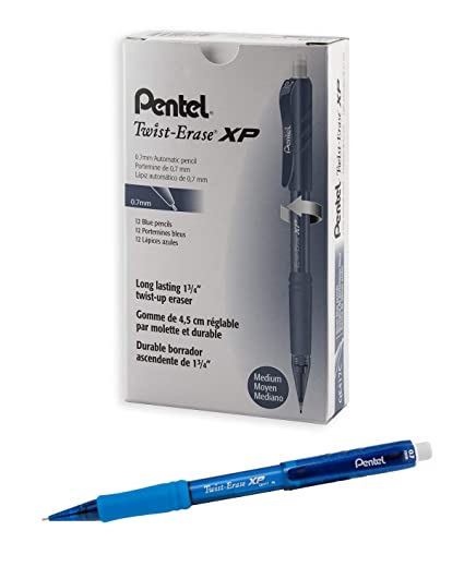 Pentel Twist Erase EXPRESS Automatic Pencil, 0.7mm Lead Size, Blue Barrel, Box of 12 (QE417C)