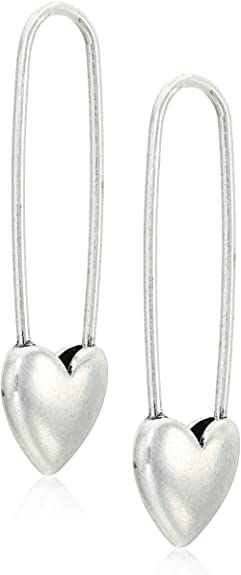 Lucky Brand Women's Heart Safety Pin Earrings