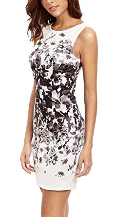 Floerns Women's Floral Print Sleeveless Sexy Bodycon Cocktail Party Round Neck Summer Dresses
