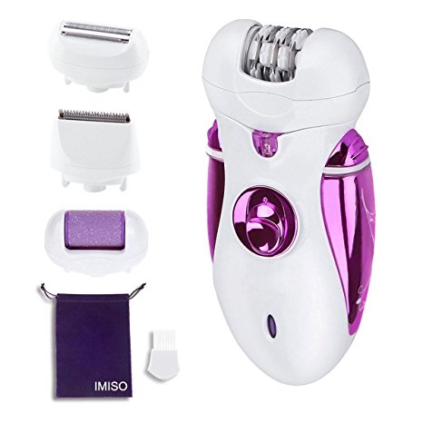 Hair Epilator for Women IMISO 4 in 1 Women's Electric Razor Rechargeable Bikini Trimmer Callus Remover with 2 Adjustable Speed Ladies Shaver for Face Arm Armpit Legs Bikini Line ( Purple)