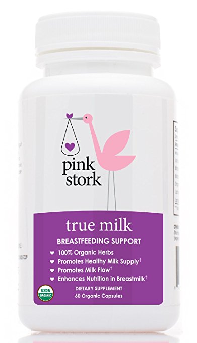 Pink Stork True Milk: USDA Organic Certified Herbal Supplement for Milk Production & Milk Supply, and Enhanced Nutrition in Breastmilk -Non-GMO -Natural & Drug Free -60 Capsules