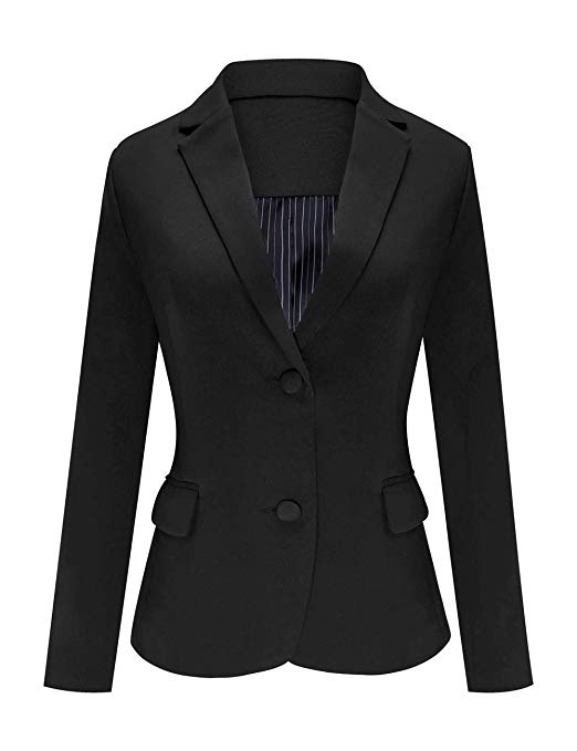 Luyeess Women's Casual Work Office Notch Lapel Pocket Buttons Blazer Suit Jacket