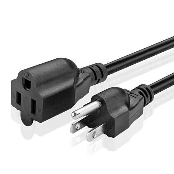 TNP Universal Power Extension Cord Cable Strip (6FT) - NEMA 5-15R to NEMA 5-15P Wire Connector Socket Plug Jack Outlet Power Strip Liberator Space Port Saver Extender - Black