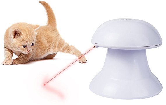 ADOV Cat Laser Toy, Interactive Light Chaser Toy for Dog Pet Training and Exercise, Automatic Rolling, 360°Rotation with 4-Speed Modes