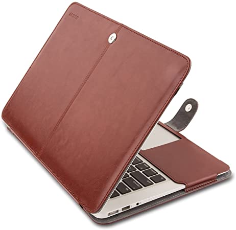 MOSISO MacBook Air 13 inch Case, Premium PU Leather Case Book Folio Protective Stand Cover Sleeve Compatible with MacBook Air 13 inch A1466 / A1369 (Older Version Release 2010-2017), Brown