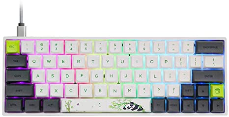 EPOMAKER SK64S Hot Swappable Bluetooth 5.1 Wireless/Wired Mechanical Keyboard with RGB Backlit, PBT Keycaps for Win/Mac/Gaming (Gateron Optical Black, Panda)