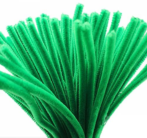 Caryko Super Fuzzy Chenille Stems Pipe Cleaners, Pack of 100 (Green)