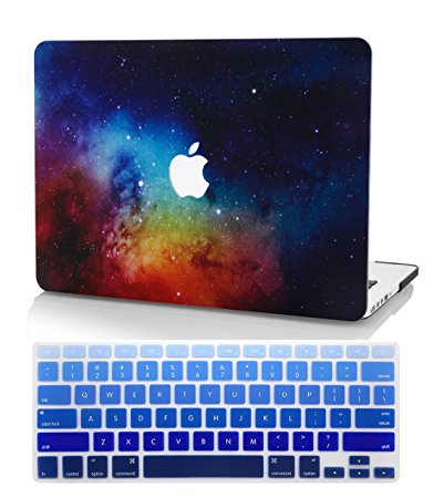 KEC MacBook Pro Retina 13 Inch Case (2015) w/ KeyBoard Cover Plastic Hard Shell Cover A1502 / A1425 Space Galaxy (Night Dream)