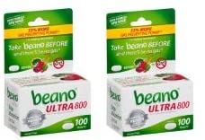 beano Ultra 800 Gas Prevention, Bloating Relief, 100 Tablets (Pack of 2)