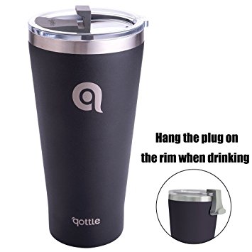 qottle 30oz Double-wall Vacuum Insulated Tumbler - Stainless Steel Coffee Travel Mug