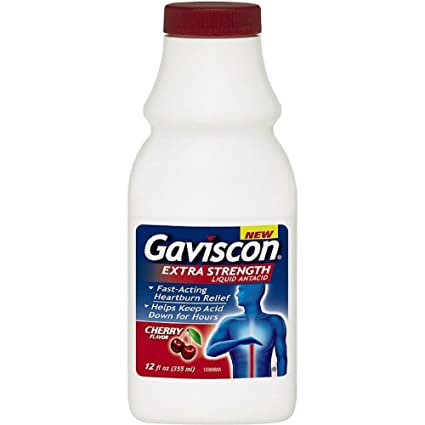 Gaviscon Extra Strength Cherry Liquid Antacid for Fast-Acting Heartburn Relief, 12 ounce