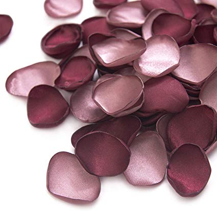 Ling's moment Burgundy Silk Rose Petals 400PCS Flower Girl Scatter Petals for Wedding Aisle Table Centerpieces Confetti Party Cake Table Decoration