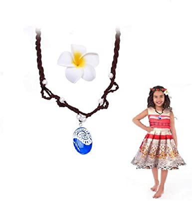 LEECCO Pendant Necklace for Princess Moana Cosplay Girl Nceklace Movie Gift for Girls Blue Pendant,Children Kids Princess Birthday Gift