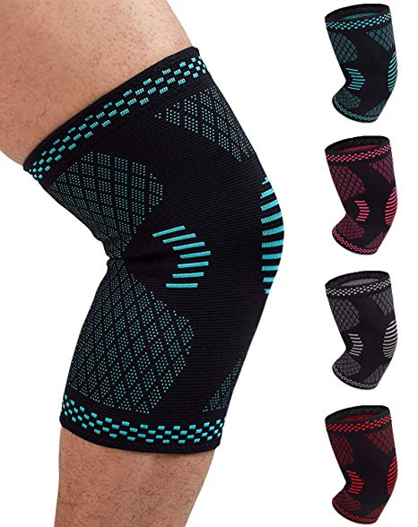 Venture Pal Knee Compression Non-Slip Sleeve - Best Knee Brace Support for Running,Hiking,Basketball,Gym - Perfect Treatment for Joint Pain Relief,Meniscus Tear,Arthritis and Injury Recovery（Single)