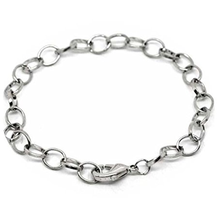 Rockin Beads Brand 12 (7 3/4") Nickel Steel Tone Plated Bracelet Chains Lobster Claw Clasp 12 Bracelets