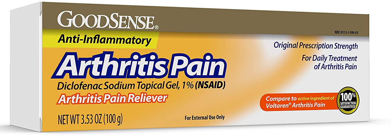 GoodSense Arthritis Pain Relieving Gel, Diclofenac Sodium Topical Gel, 1% (NSAID), 3.53 Ounce