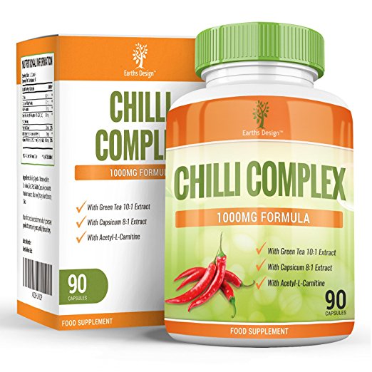 Chilli Burn Complex, Maximum Strength Fat Burner for Men & Women, Natural Diet & Weight Loss Supplement, Formulated to Speed Up Metabolism, With Green Tea & Capsicum To Lose Weight Fast, 90 Capsules