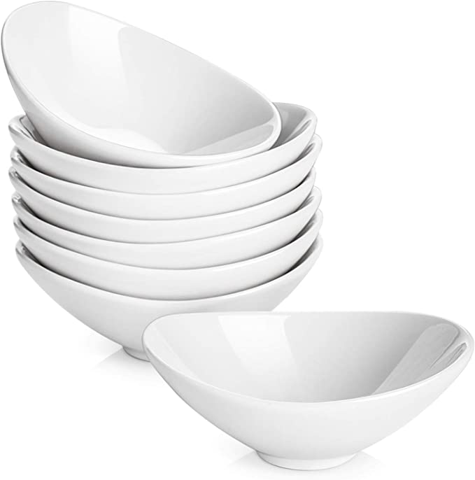 DOWAN Dipping Bowls Set of 8 - 3 Ounces Porcelain Mini Bowls, Soy Sauce Dishes, Dip Serving Bowls for Sauces, Ketchup, Appetizers, Condiment, Ice Cream, Snack in BBQ Party Buffet, White